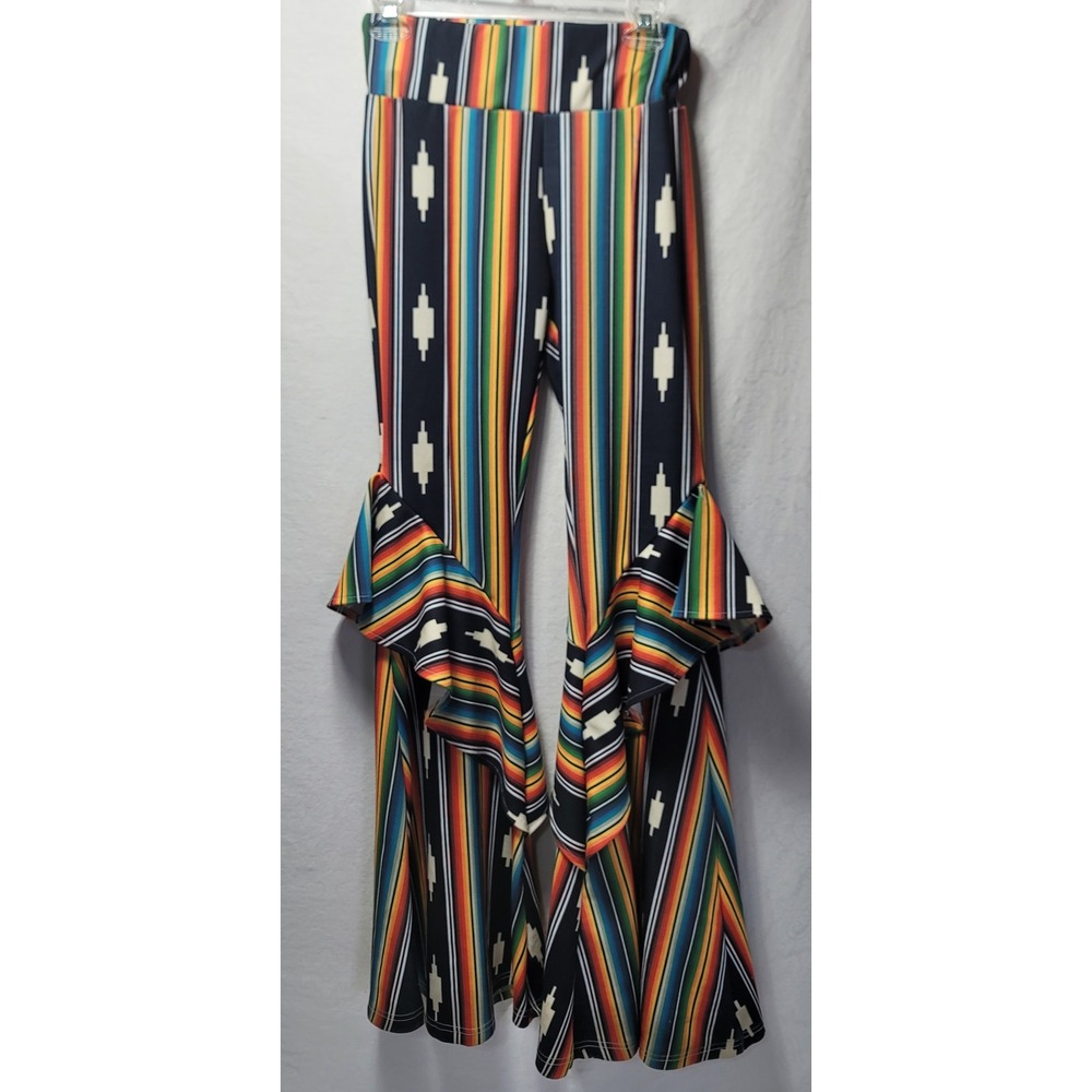 L&B Apparel Southwest Stripe Bell Bottom Flare Pants